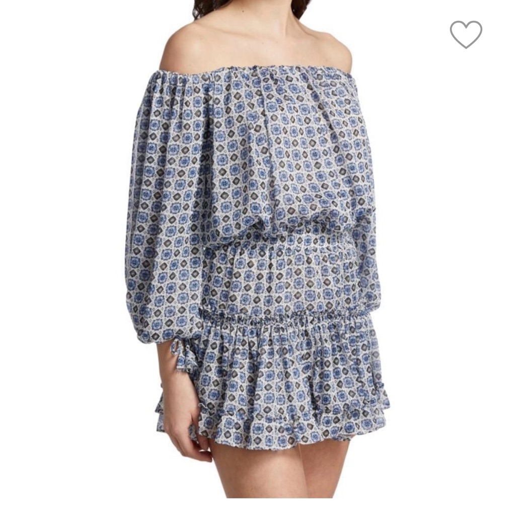Misa Los Angeles Zonia Off Shoulder Chiffon Mini Dress Brand New.